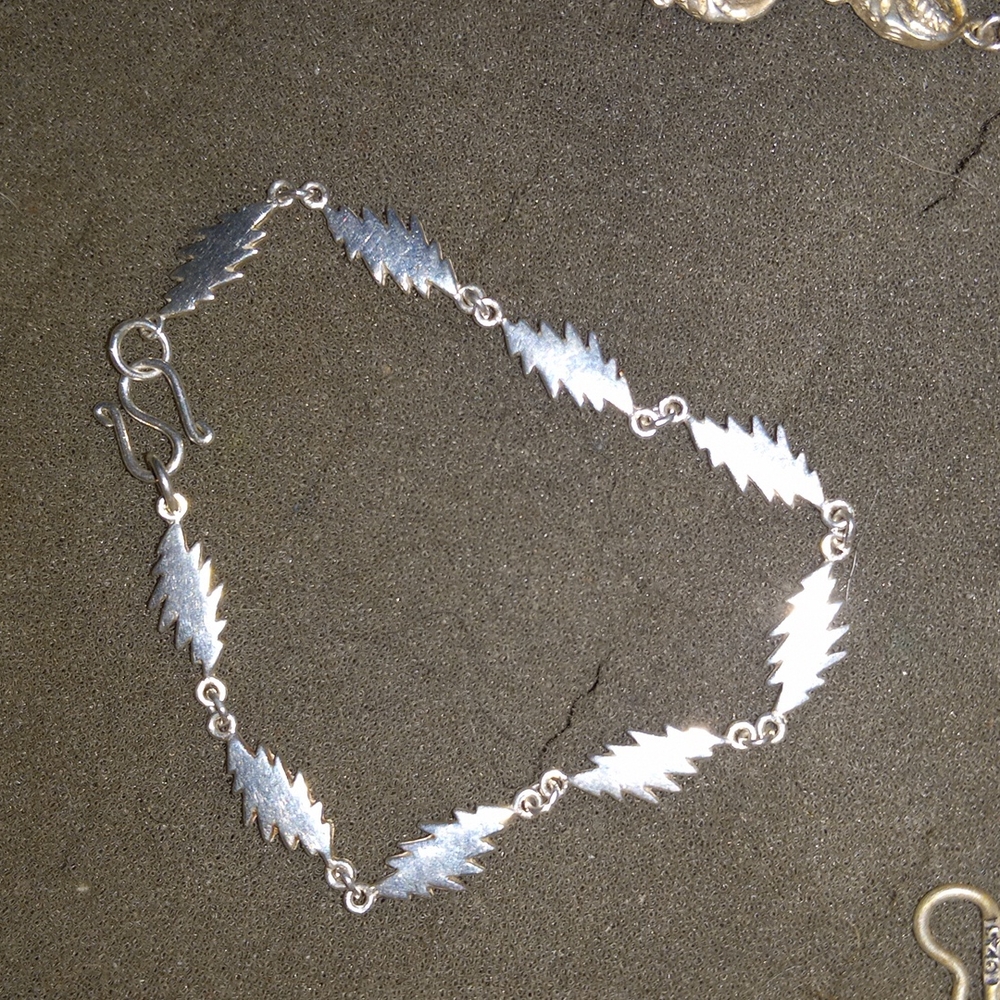 925 Sterling silver  Grateful Dead 13 point lightning bolt bracelet